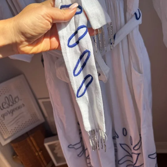 NWT Ciebon Eliza Embroidered A-Line Cotton Midi Dress in White Sz XL - Picture 6 of 16